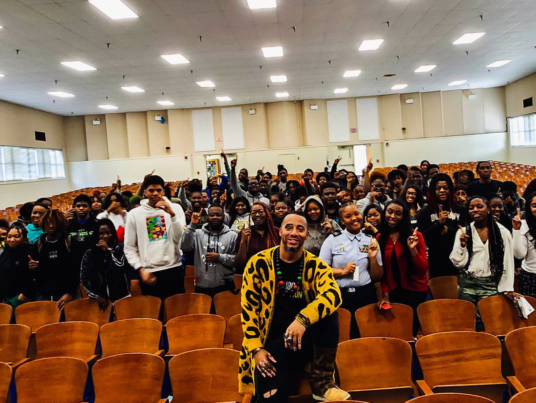 Reaux Fareal speaks to 600 students at Monroe High School